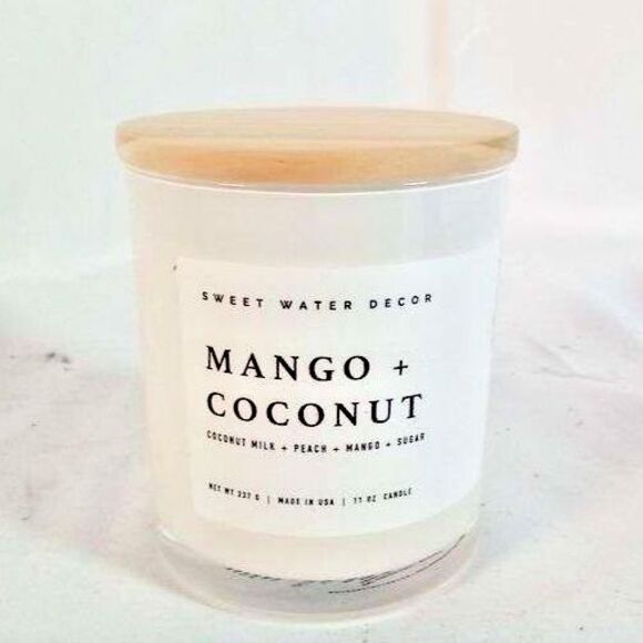 Sweet Water Decor Candle 11oz Mango + Coconut Scent Soy Jar Made in USA - Picture 7 of 10
